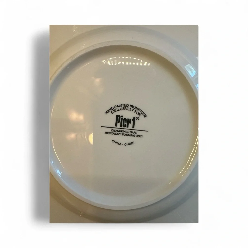 Set Of 4 Pier 1 Hand Painted Ironstone Christmas Tree Salad Dessert Plates 8